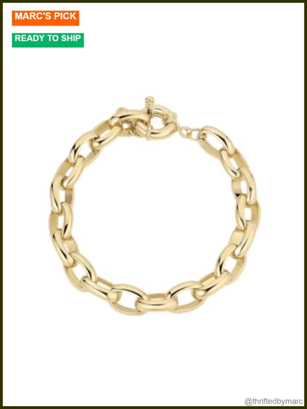 Gold Plated Link Bracelet Statement Spring Ring Closure